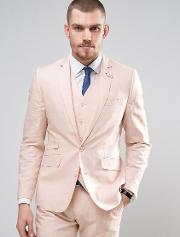 Wedding 55 Linen Slim Fit Suit Jacket With Floral Lapel Pin