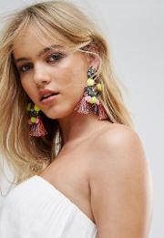 embellished tassel drop earrings