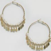 festival hoop earrings with beading & coin detail