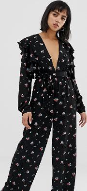 Jumpsuit With Flutter Sleeves