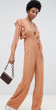 Jumpsuit With Flutter Sleeves