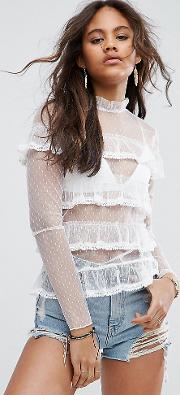 Over Lace Frill Top