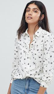 relaxed blouse in ditsy floral