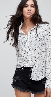 Relaxed Blouse In Star And Spot Print