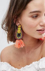 tassel & bead statement earrings