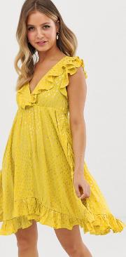 Tie Back Skater Dress With Frill