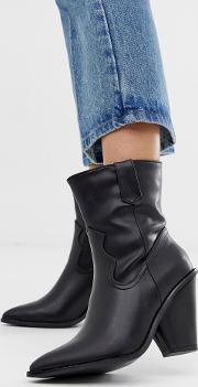 Western Heeled Ankle Boots