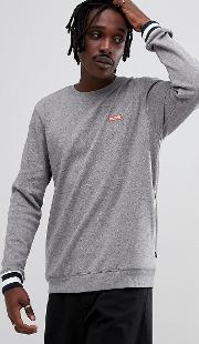 Sweatshirt With Contrast Cuffs And Logo