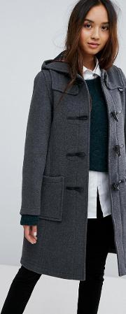 long slim wool blend duffle coat