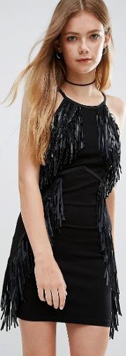 we stay out bodycon dress with fringing