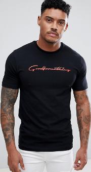 muscle t shirt in black with script logo