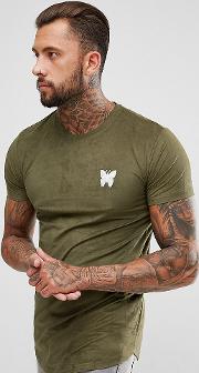 muscle t shirt in khaki suedette
