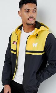 windbreaker jacket  black with contrasting yellow panel exclusive to asos
