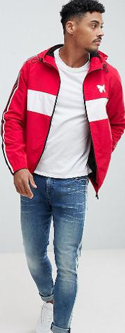 windbreaker  red with side stripe exclusive to asos