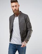 leather bomber jacket in brown