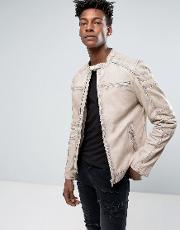 leather jacket with quilting  off white