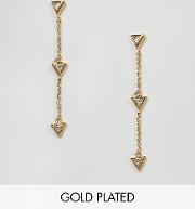 gold plated arrow drop earrings