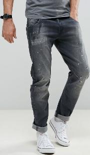 g star arc 3d slim jeans grey wash painted