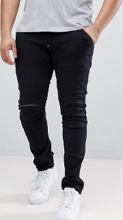 g star plus 5620 3d zip knee super slim jeans black