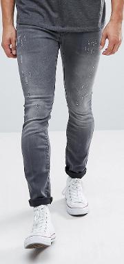 g star revend super slim jeans with abraisons washed black