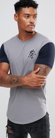 muscle t shirt in grey with contrast sleeves