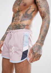 retro swim shorts in pink