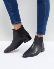 hudson clemence black leather flat chelsea boots