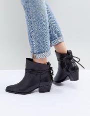 hudson london macha black leather mid heeled ankle boots