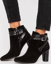 leather strap heel boots