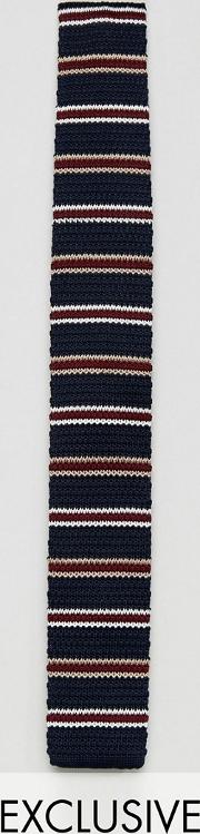 knitted square tie in stripe