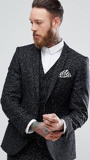 skinny suit jacket  herringbone fleck tweed