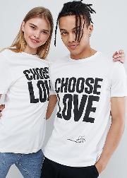 choose love t shirt in white organic cotton
