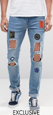 hero's heroine skinny jeans with distressing