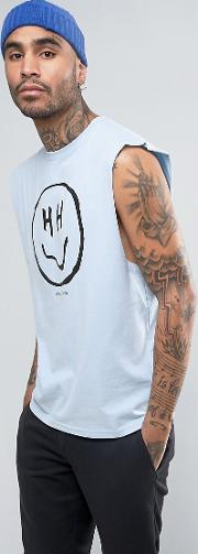 sleeveless t shirt with graffiti print