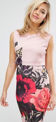 2 In 1 Pencil Dress With Placement Floral