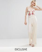 hope & ivy embroidered jumpsuit with strappy back