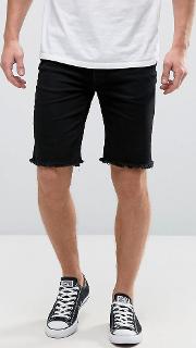 slim fit rolled hem shorts with raw