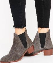 H By Hudson Mid Heel Suede Chelsea Boot