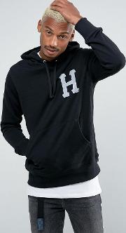 hoodie with reflective applique logo