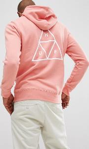 Hoodie With Triple Triangle Back Print Coral