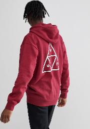triple triangle overhead hoodie in burgundy
