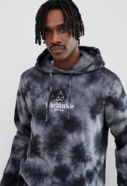 worldwide tie dye hoodie with embroidered logo in black