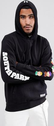x south park hoodie with sleeve print  black