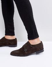 Hugo By  Boss Dressapp Suede Monk Shoes In Brown