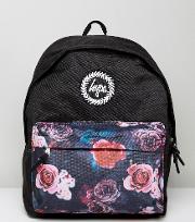 Backpack In Black With Floral Panel