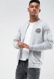 Jersey Bomber Jacket In Grey