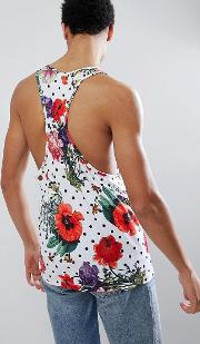 muscle vest in polka floral