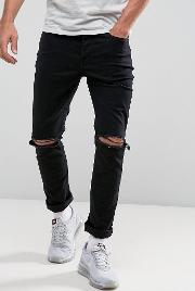 skinny jeans  washed black with knee rips