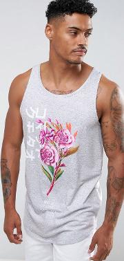vest in grey with japanese floral print