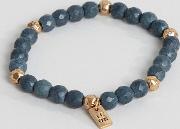 navy beaded bracelet with pinstripe detail